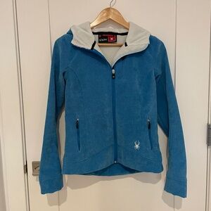 Spyder Blue Corduroy Fleece-lined Hooded Jacket